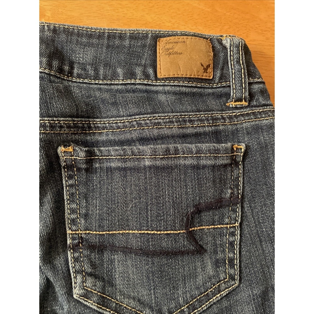 American Eagle AE Shorts Size 2 26 Stretch Dark Jean Blue Denim Cutoff Daisy - Picture 7 of 10